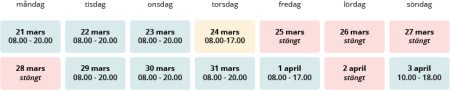 support oppettider pask 2016 matris