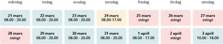 support oppettider pask 2016 matris