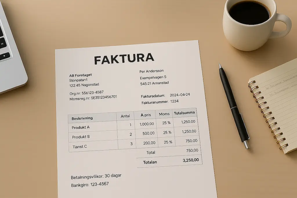 vad ska en faktura innehålla